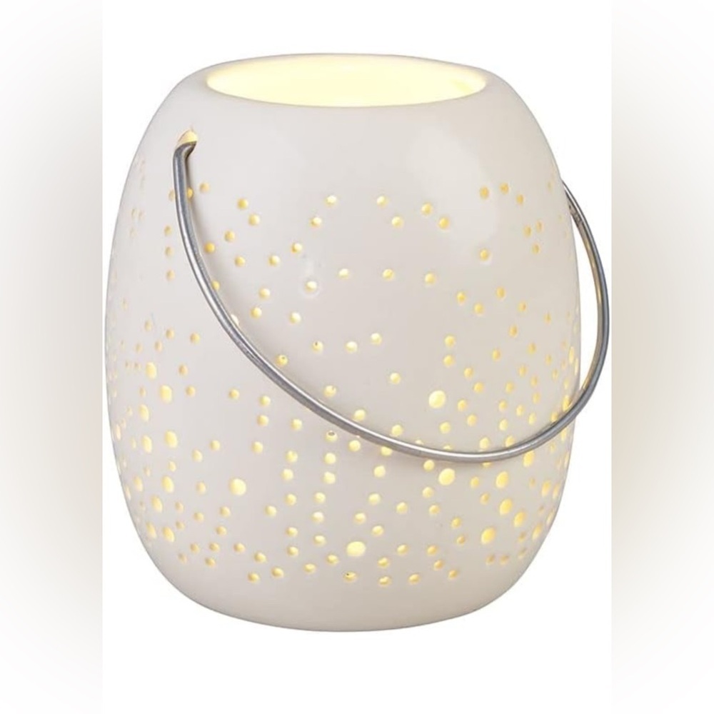 NIB 6" frosted snowflake lantern white  led light shine home decor